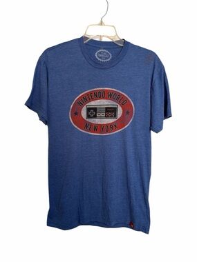 Nintendo World New York Men's Blue Graphic Crewneck Tee